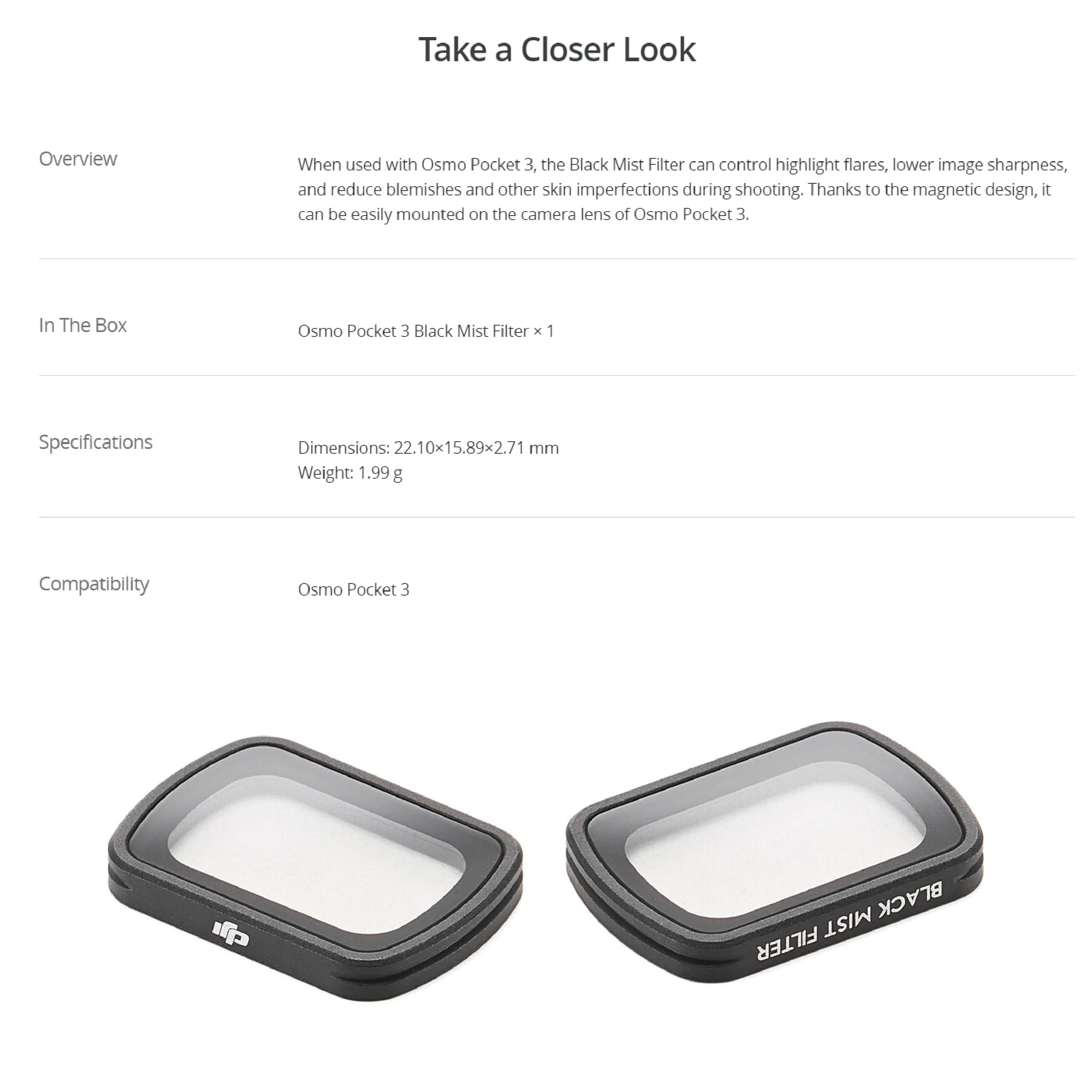 DJI Osmo Pocket 3 Black Mist Filter - Image 3