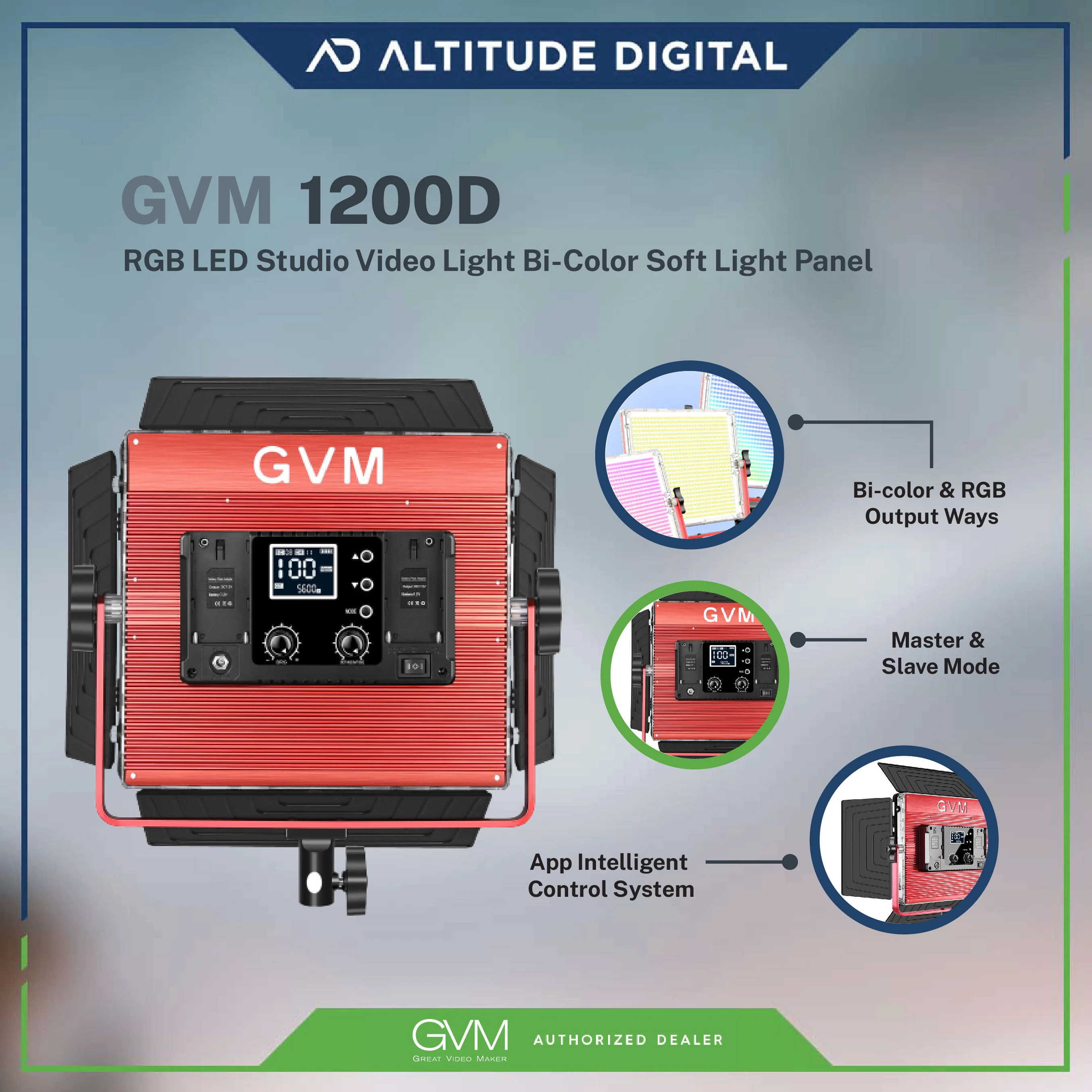 GVM 1200D 50W RGB LED Studio Video Light Bi-Color Light Panel - Image 6