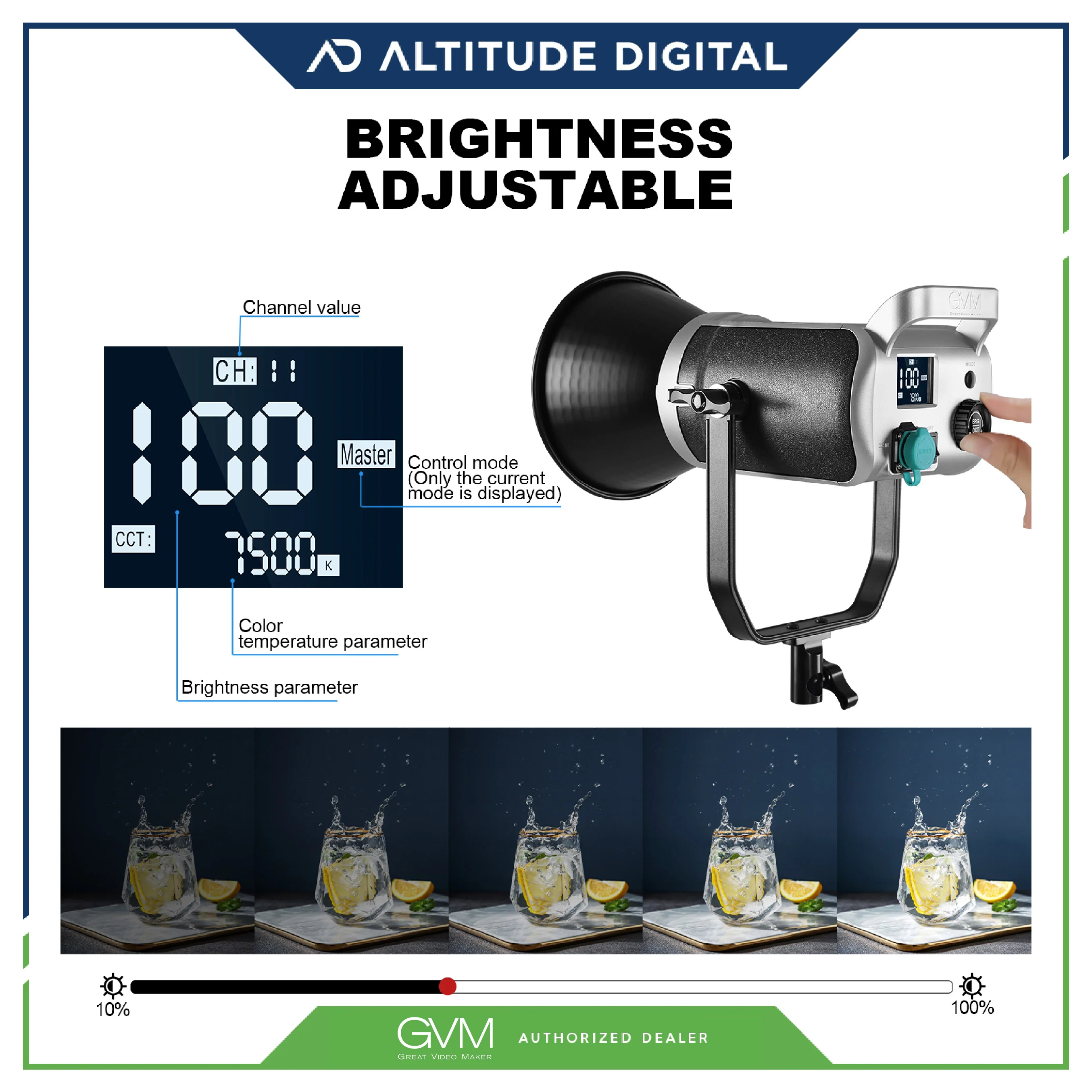 GVM 300W Bi-Color LED Studio Video Spotlight SD300D - Image 6