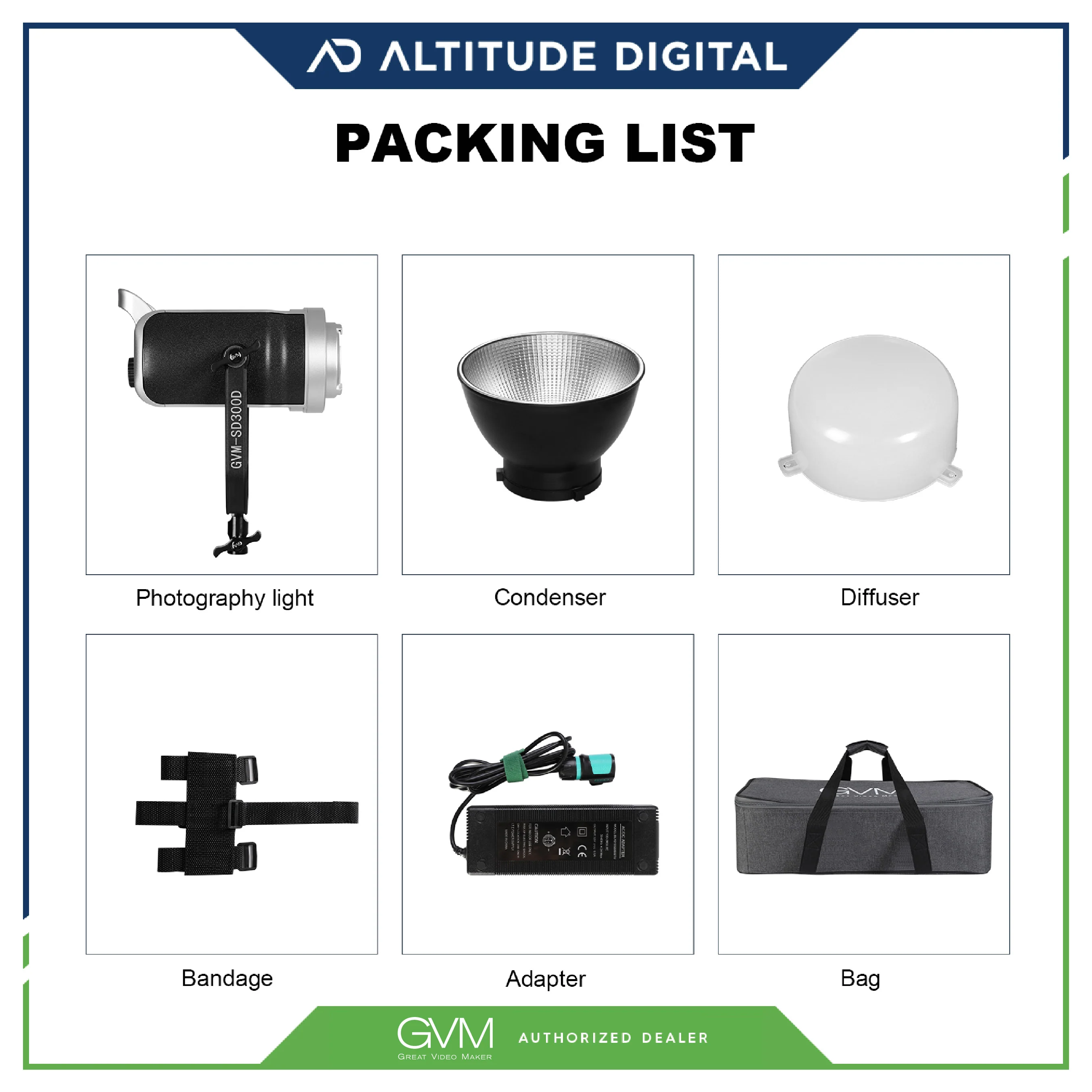 GVM 300W Bi-Color LED Studio Video Spotlight SD300D - Image 7