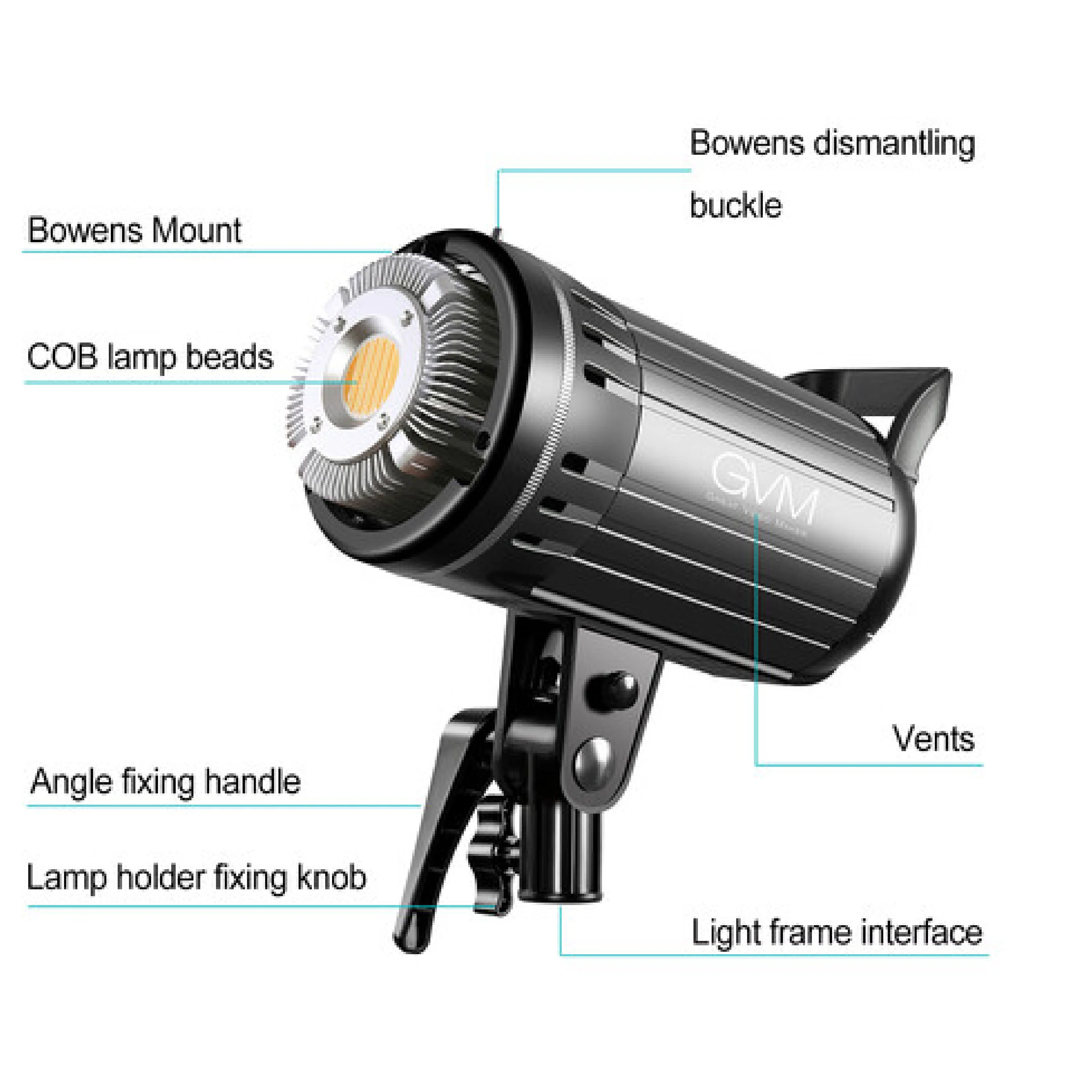 GVM-G100W 90W High Power LED Spotlight Bi-Color Studio Light - Image 7