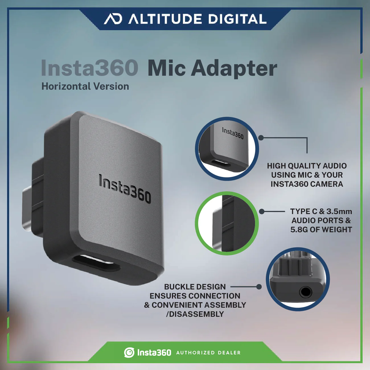 Insta360 ONE RS Mic Adapter (Horizontal Version) - Image 6