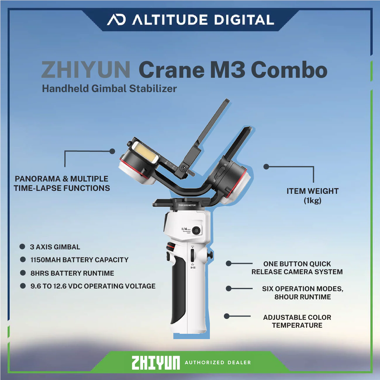 Zhiyun-Tech CRANE-M3 3-Axis Handheld Gimbal Stabilizer (Combo Kit) - Image 7